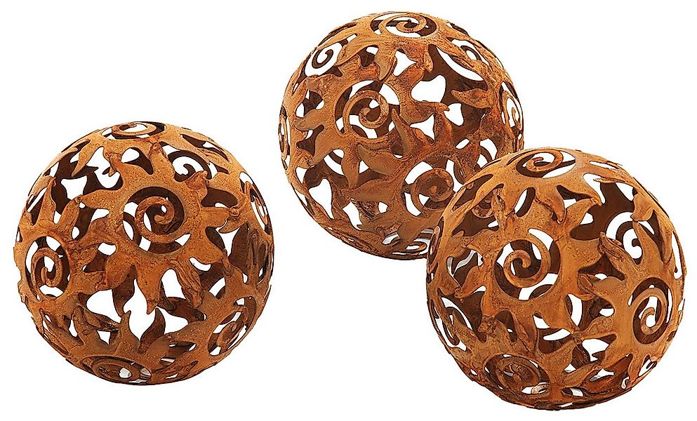 Kobolo Gartenfigur Gartenkugel KALURA Rostoptik - 3er Set - Dm.12 cm, (Meta günstig online kaufen