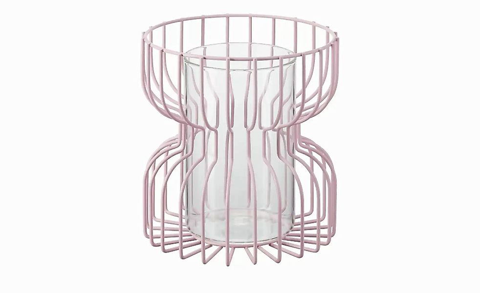 HOME STORY Windlicht   ¦ rosa/pink ¦ Metall,Glas ¦ Maße (cm): H: 22,5  Ø: 2 günstig online kaufen