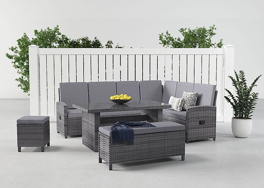 KONIFERA Gartenlounge-Set "Paris", (Set, 17 tlg., 2x 3er Bank, 1x Sitzbank, günstig online kaufen