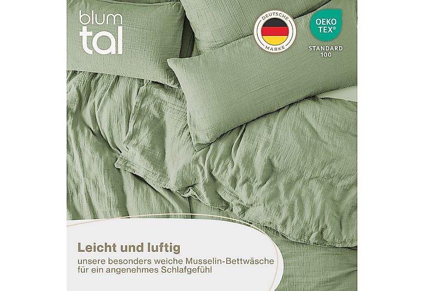 Blumtal Bettwäsche Musselin 100% Baumwolle im Set, Kopfkissenbezug & Decken günstig online kaufen