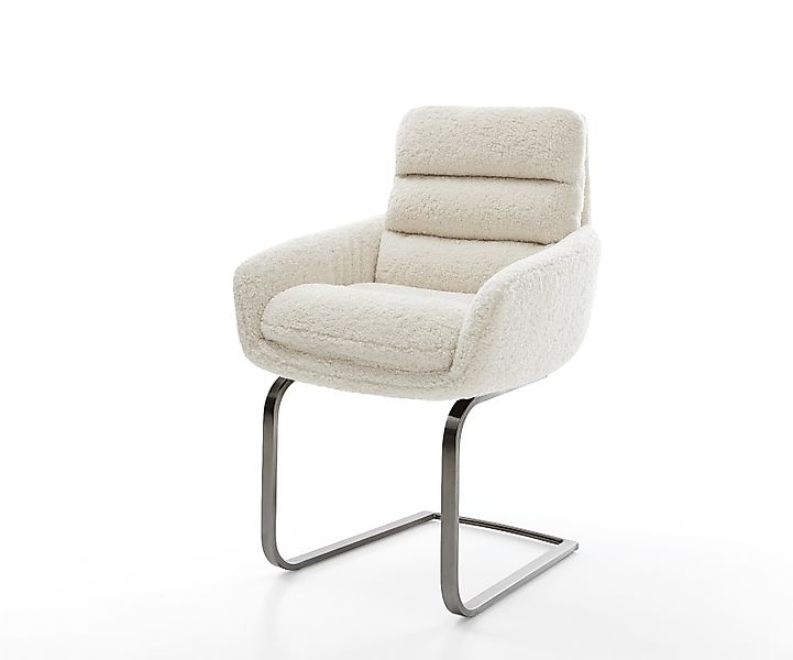 Freischwinger Abelia-Flex mit Armlehnen Teddystoff Beige Freischwinger flac günstig online kaufen