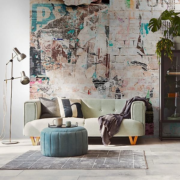 PROFHOME 399271-GU Fototapete Graffiti Matt Beige Blau Braun Gelb 3,71 m x günstig online kaufen