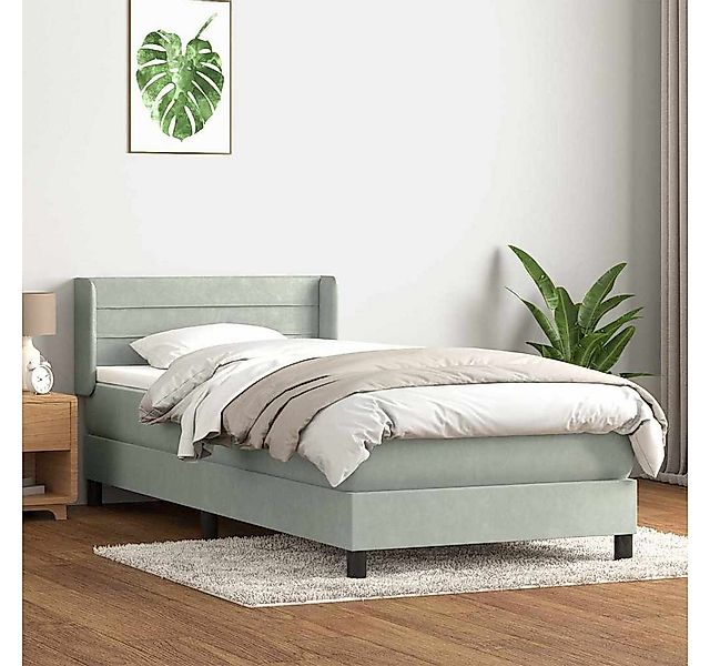 vidaXL Bett Boxspringbett mit Matratze Hellgrau 80x210 cm Samt günstig online kaufen
