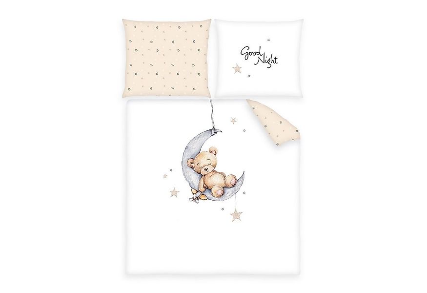 Herding Babybettwäsche Herding süße Baby Wende Wiegen Bettwäsche Teddy Mond günstig online kaufen