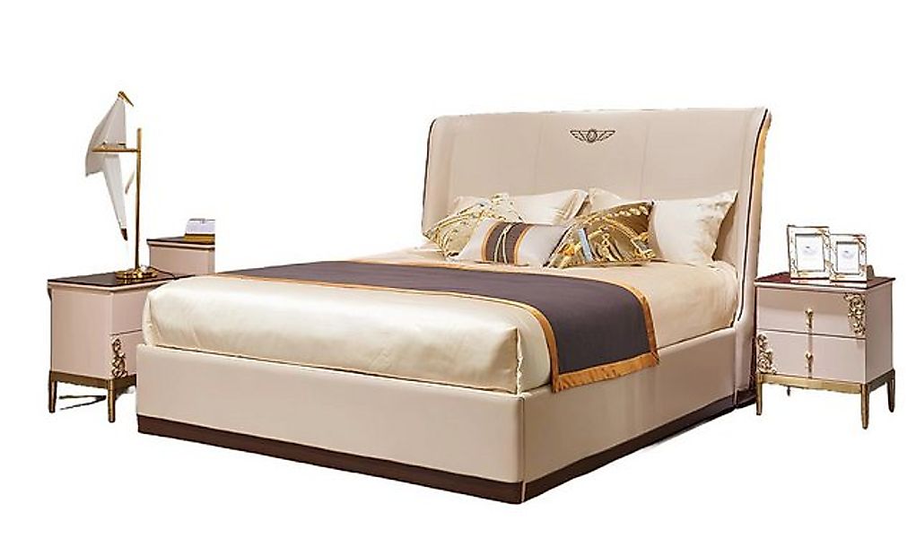 JVmoebel Bett Designer Bett Schlafzimmer Doppelbett Betten Leder Hotel Luxu günstig online kaufen