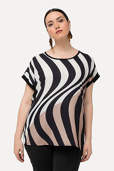 Ulla Popken T-Shirt T-Shirt Wellenmuster Oversized günstig online kaufen