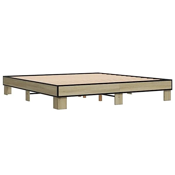 vidaXL Bettgestell Sonoma-Eiche 200x200 cm Holzwerkstoff und Metall 3280218 günstig online kaufen