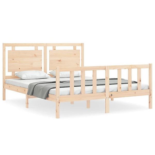 vidaXL Bettgestell, Massivholzbett mit Kopfteil 160x200 cm günstig online kaufen
