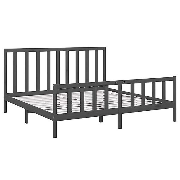 vidaXL Bettgestell Massivholzbett Grau Kiefer 200x200 cm Bett Bettgestell D günstig online kaufen
