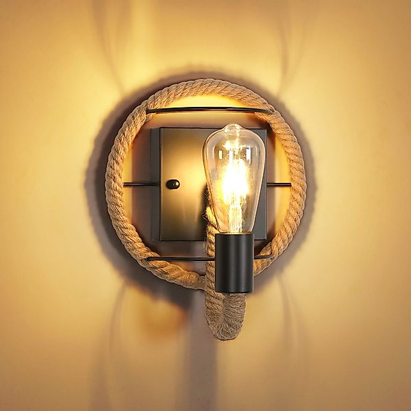 Goeco Wandleuchte Hanfseil Wandlampe, Vintage Wandlampe, günstig online kaufen