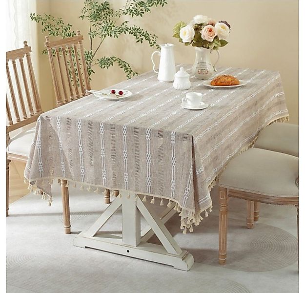 NUODWELL Tischdecke Patchwork-Tischdecke aus Baumwolle mit Quasten günstig online kaufen