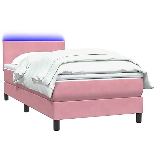 vidaXL Boxspringbett mit Matratze & LED Rosa 80x220 cm Samt 3316718 günstig online kaufen