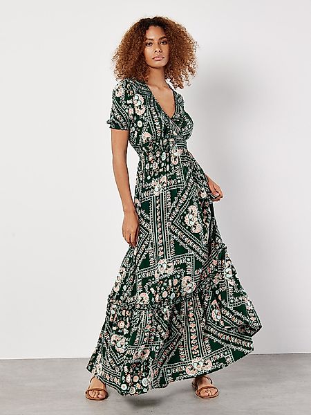 Apricot Maxikleid Scarf Print Smocked Dress, günstig online kaufen