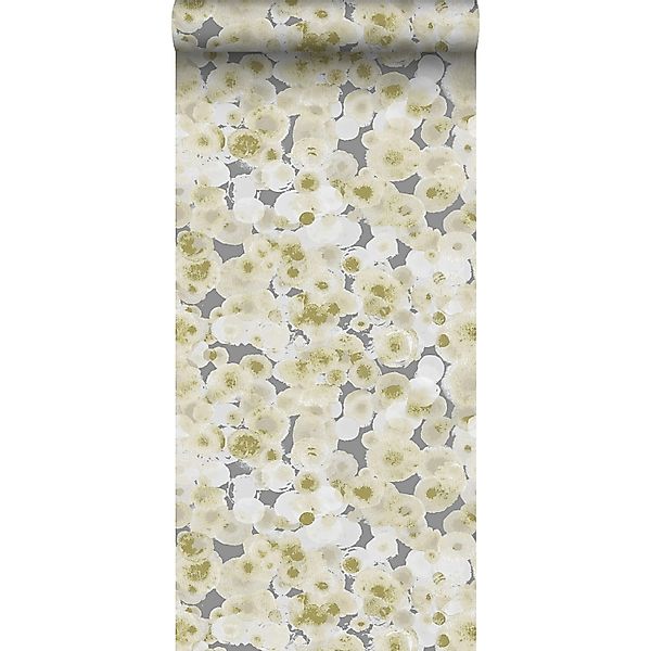 Sanders & Sanders Tapete Aquarellblasen Khakigrün und Grau 53 cm x 10 m günstig online kaufen