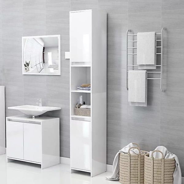 Badezimmerschrank Hochglanz-weiß 30x30x183,5 Cm Spanplatte günstig online kaufen