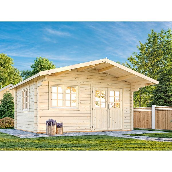 Palmako Gartenhaus Helena 450 x 360 cm Lackiert Grau-Weiß FSC® günstig online kaufen