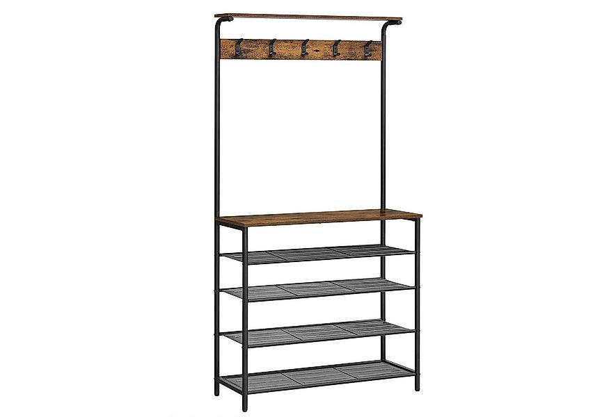 VASAGLE Garderobenständer Garderobe, Schuhregal mit 5 Ebenen, Sitzbank günstig online kaufen