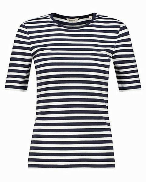 Gant T-Shirt "SLIM STRIPED 1X1 RIBBED KA T-SHIRT", mit dezentem Logoschrift günstig online kaufen