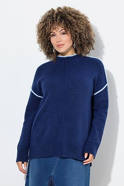 Ulla Popken Rollkragenpullover Pullover Kontraststreifen Oversized Stehkrag günstig online kaufen