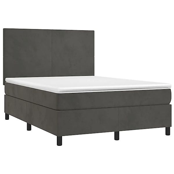 vidaXL Boxspringbett mit Matratze Dunkelgrau 140x200 cm Samt 3142906 günstig online kaufen
