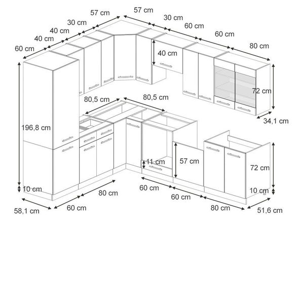 Vicco Winkelküche Fame-Line, Anthrazit-Gold Landhaus/Anthrazit, 287 günstig online kaufen