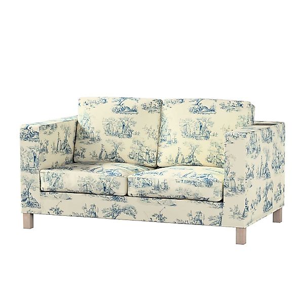Bezug für Karlanda 2-Sitzer Sofa nicht ausklappbar, kurz, creme- blau, 60cm günstig online kaufen