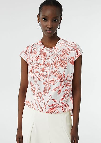 Comma Blusentop Gemusterte Satin-Bluse mit Raffung günstig online kaufen