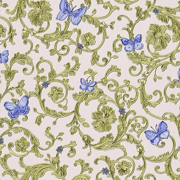 Bricoflor Englische Tapete mit Ornament in Gold Barock Tapete mit Schmetter günstig online kaufen