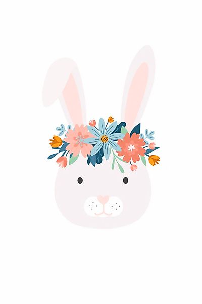 A.S. Création Leinwandbild "Flower Bunny 2 - Wandbild Weiß Bunt Blau Keilra günstig online kaufen