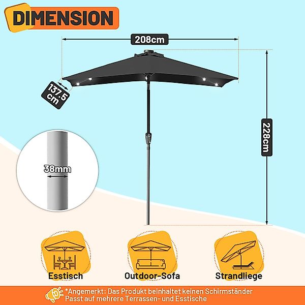 Clanmacy Ampelschirm 210 x 140 cm günstig online kaufen