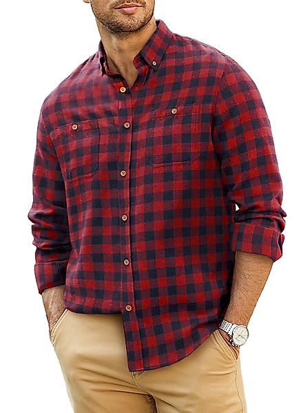 JMIERR Flanellhemd Flanellhemd Kariertes Hemd Herren günstig online kaufen