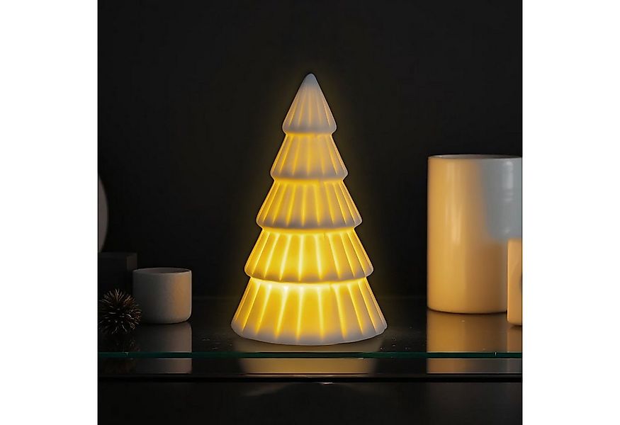 Spetebo LED-Dekofigur LED Porzellan Weihnachtsbaum matt weiß (Anzahl, 1 St. günstig online kaufen