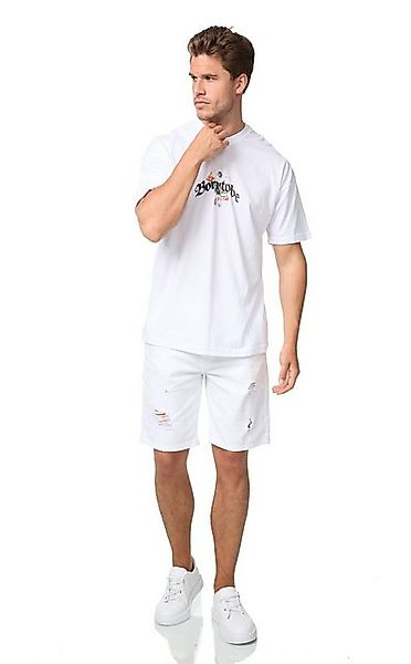 Denim House T-Shirt Herren Oversize-T-Shirt "BORN TO BE" mit Backprint Weiß günstig online kaufen