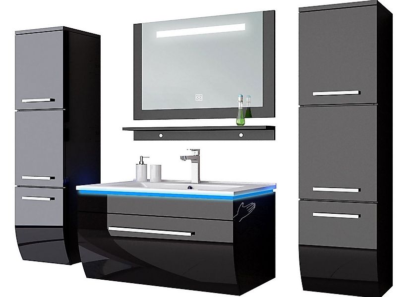 Homeline Badmöbel-Set Badmöbel Set Hochglanz lackiert LED System tauschsyst günstig online kaufen