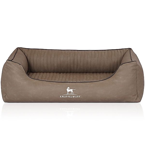 Knuffelwuff Hundebett Columbia Orthopädisch Kunstleder  M-L 85 x 63cm Stone günstig online kaufen