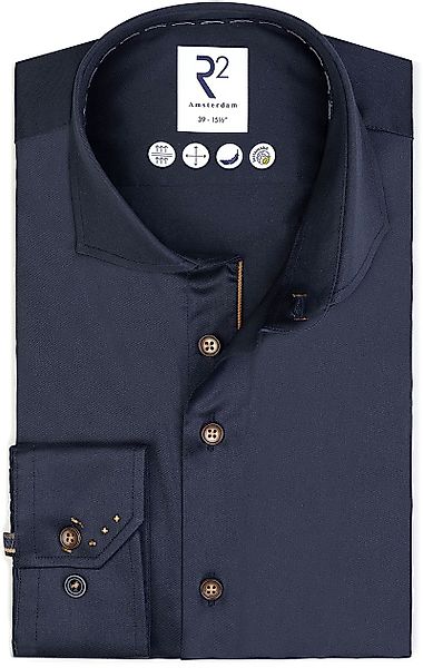 R2 Hemd Fine Twill Navy  - Größe 46 günstig online kaufen