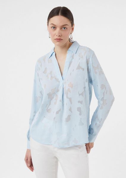 comma Langarmbluse Bluse Semitransparente Jacquard-Bluse im günstig online kaufen