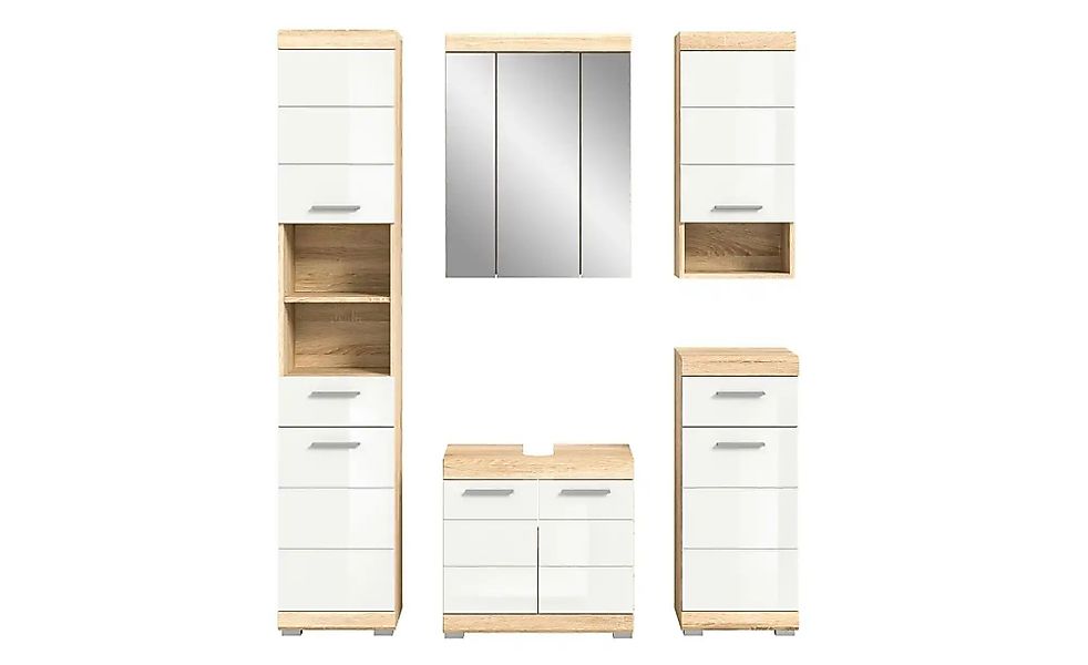 Badmöbel-Set SCHLOONSEE  5 teilig  bestehend aus: Hochschrank  WBU  Spiegel günstig online kaufen