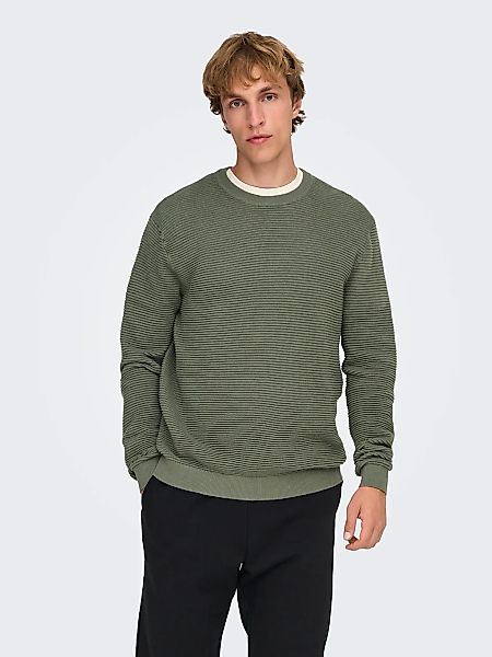 ONLY & SONS Rundhalspullover "ONSRON REG LS CREW NECK KNIT NOOS" Baumwolle, günstig online kaufen