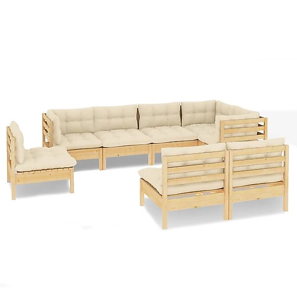 vidaXL 8-tlg Garten-Lounge-Set mit Creme Kissen Massivholz Kiefer Modell 8 günstig online kaufen