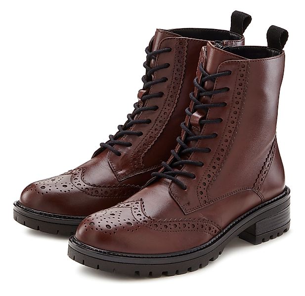 LASCANA Schnürboots Schnürstiefelette, Ankle Boots, Leder, günstig online kaufen