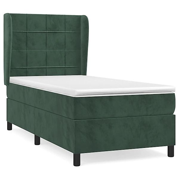 vidaXL Boxspringbett mit Matratze Dunkelgrün 90x200 cm Samt 3129192 günstig online kaufen