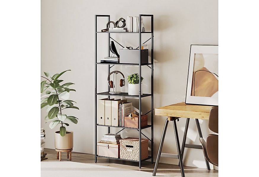 HOMCOM Bücherregal Industrielles Büroregal mit Metallrahmen, Standregal mit günstig online kaufen