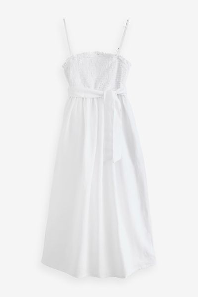 Next Sommerkleid Gesmoktes Premium-Sommerkleid aus 100 % günstig online kaufen