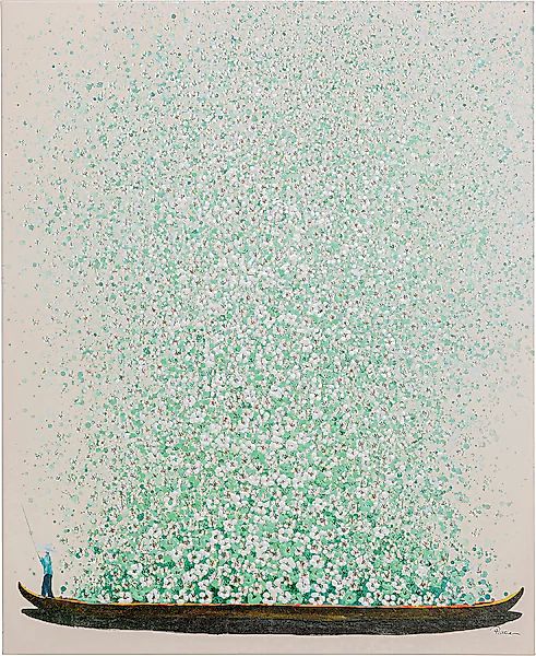 Bild - Touched Flower Boat Beige Grün 80x100 cm günstig online kaufen