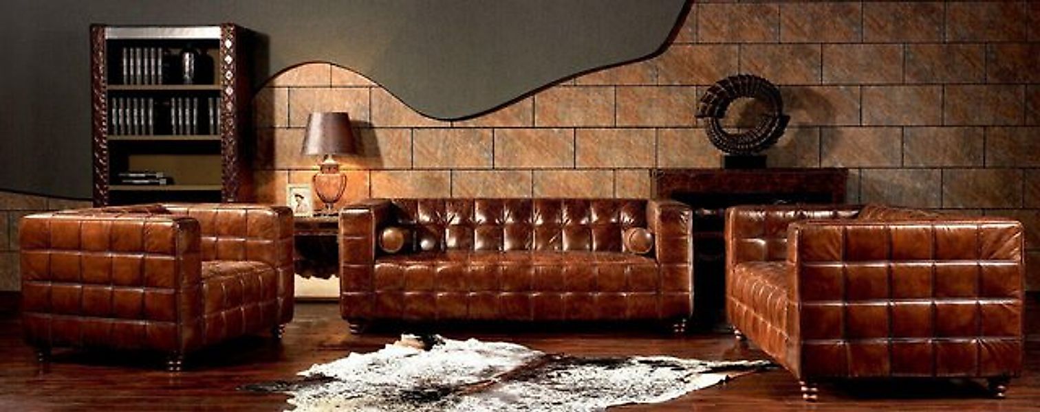 JVmoebel Sofa Klassische Echtleder Couch Polster Sofagarnitur Sitz Garnitur günstig online kaufen