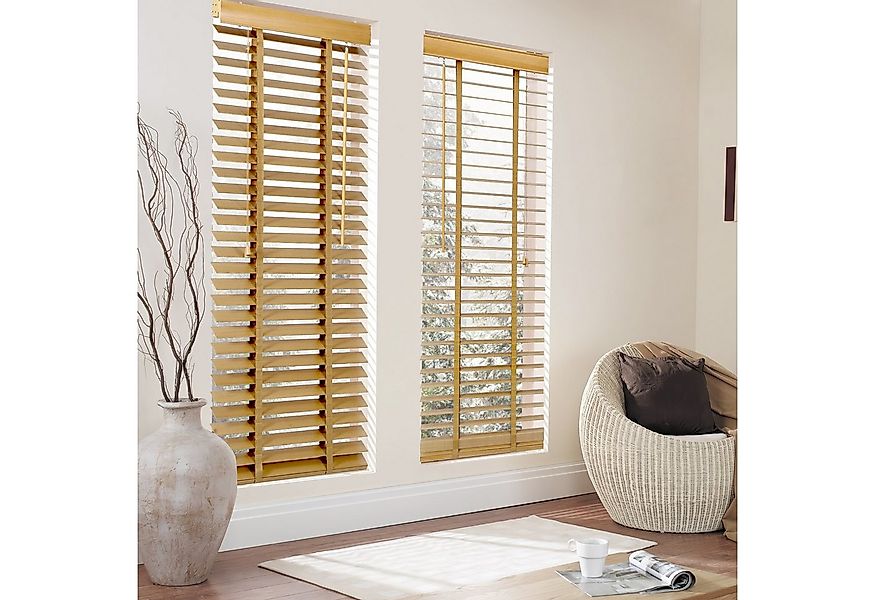 Sekey Jalousie Holzjalousie 50 mm Lamellen Fensterjalousie Blickschutz Jalo günstig online kaufen