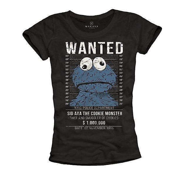 MAKAYA Print-Shirt Schwarz Damen Aufdruck Lustig Freche Frauenshirts Kurzar günstig online kaufen