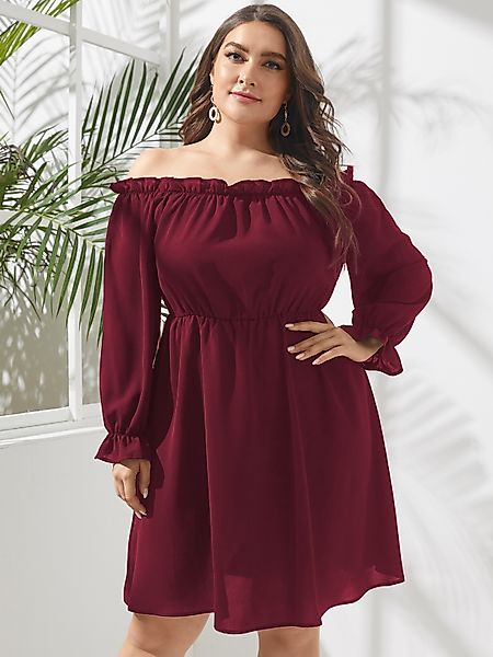 YOINS Plus Größe schulterfrei rückenfreies Design mit langen Ärmeln Kleid günstig online kaufen
