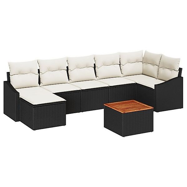 vidaXL Loungesofa 8-teilige Garten Sofa Set mit Kissen Schwarz Poly Rattan, günstig online kaufen